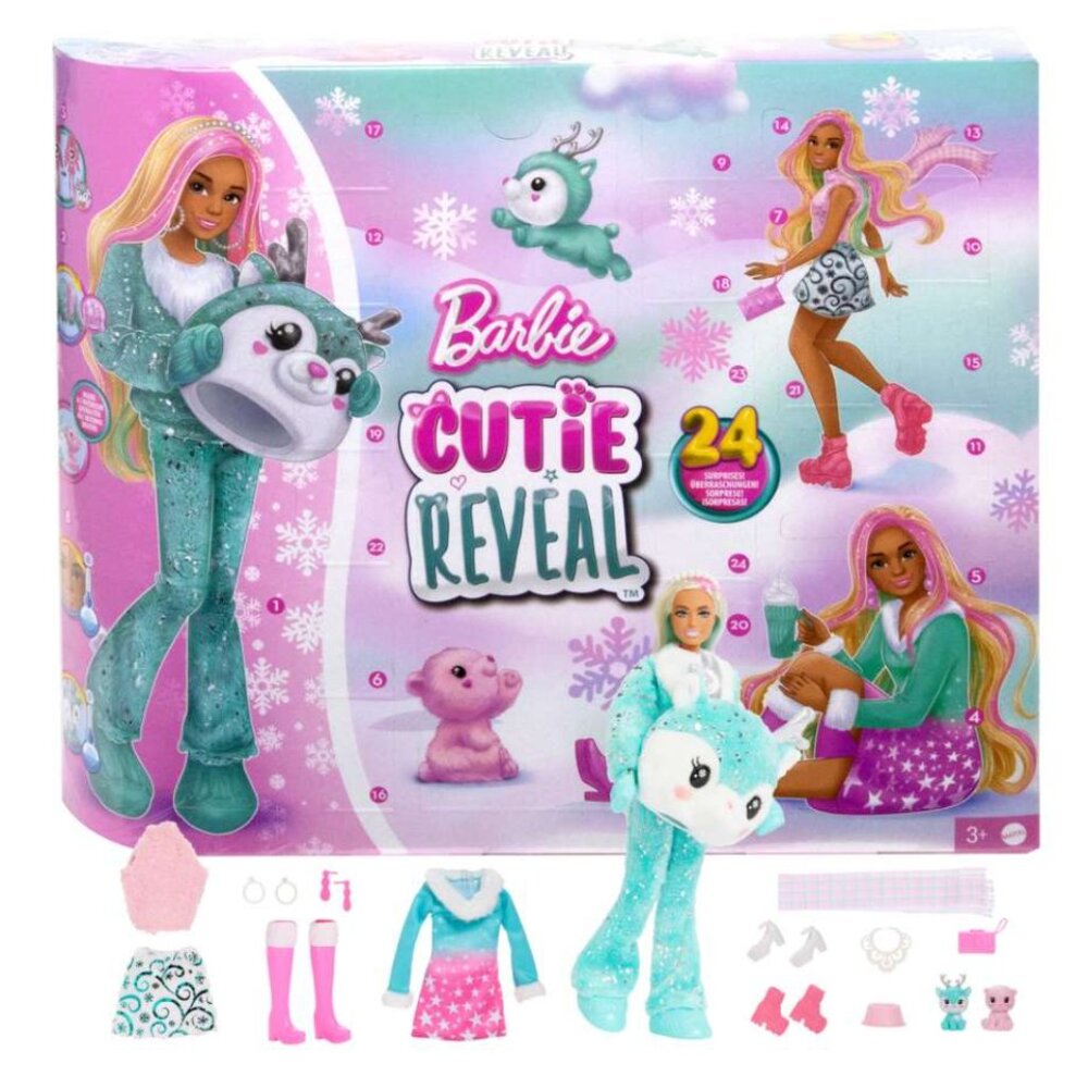 Barbie Cutie Reveal Advent Calendar With Doll & 24 Surprises - New and Sealed